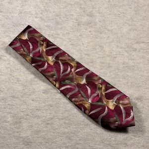 J Garcia Van Gogh's Tree Silk Tie Burgundy Green Abstract Art 1996